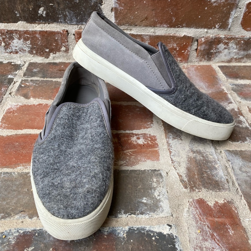 Vince gray slip on ‘Banler’ suede & wool combo sneakers